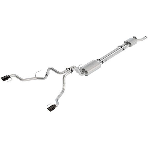M5200F15RTB - : 2017-2020 F-150 RAPTOR 3.5L CAT BACK TOURING EXHAUST SYSTEM - BLACK TIPS for Ford Performance Image