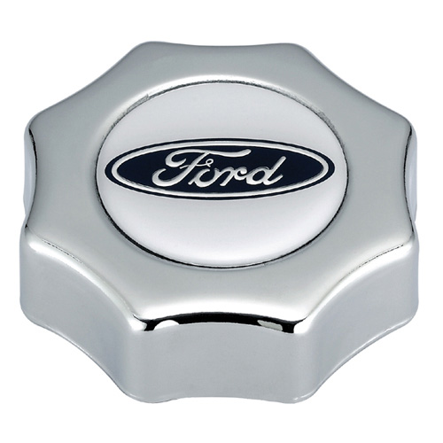 302230 - : FORD OVAL LOGO OIL FILL CAP: SCREW IN TYPE; CHROME FINISH for Ford Performance Image