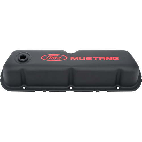 302101 - : FORD MUSTANG LOGO BLACK CRINKLE VALVE COVERS for Ford Performance Image