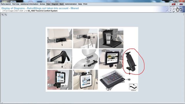 51952408224 - Interior: 2022-2025 BMW - Universal Holder For Tablets for BMW: 230i, 330e, 330i, 430i, 430i Gran Coupe, 530i, 540i, 740i, 840i, 840i Gran Coupe, M2, M240i, M3, M340i, M4, M440i Gran Coupe, M5, M550i xDrive, M760i xDrive, M8, X1, X2, X3, X4, X5, X6, X7, Z4 Image