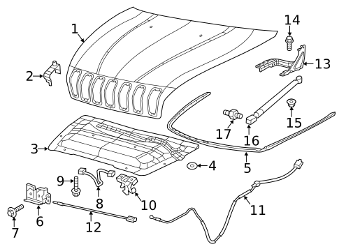 68156156AB - : Jeep Cherokee Hood Support  MOPAR 68156156ab for Jeep: Cherokee Image