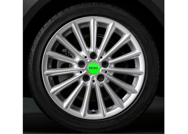 36132354150 - Wheels: Colored Hub Caps - Apple Green - Set Of 4 for Mini: Cooper, Cooper Clubman, Cooper Countryman Image