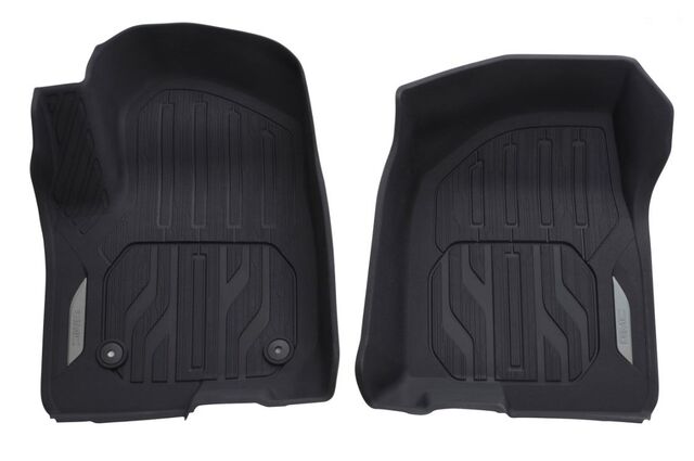 84333604 - Interior: 2019-2025 GMC Sierra 1500 3500 HD 2500 HD Front Row Premium All Weather Floor Liners Rubber Mat w/ GMC Logo Jet Black for GMC: Sierra 1500, Sierra 1500 Limited, Sierra 2500 HD, Sierra 3500 HD Image
