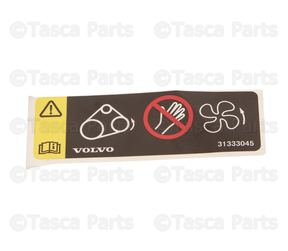 31333045 - Body: Caution Label for Volvo: C30, S40, S60, S60 Cross Country, S80, S90, V60, V60 Cross Country, V70, V90, V90 Cross Country, XC40, XC60, XC70, XC90 Image