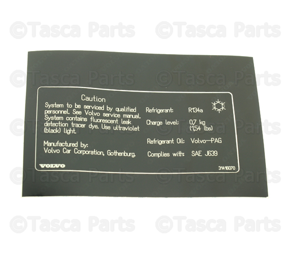 31416070 - Body: Caution Label for Volvo: S60, XC90 Image