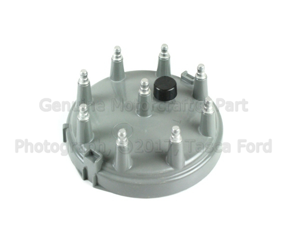 E6TZ12106A - Electrical: Distributor Cap for Ford: Bronco, Country Squire, E-150 Econoline, E-150 Econoline Club Wagon, E-250 Econoline, E-250 Econoline Club Wagon, E-350 Econoline, E-350 Econoline Club Wagon, Econoline Super Duty, F-150, F-250, F-250 HD, F-350, F-Super Duty, LTD, LTD Crown Victoria, Mustang, Thunderbird | Lincoln: Continental, Mark VII, Town Car | Mercury: Capri, Colony Park, Cougar, Grand Marquis, Marquis Image