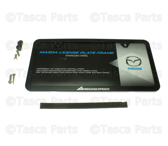 83Z64 - Exterior: License Plate Frame, Stainless Steel Slimline for Mazda: 2, 3, 6, CX-3, CX-9, MX-5 Miata, RX-8 Image