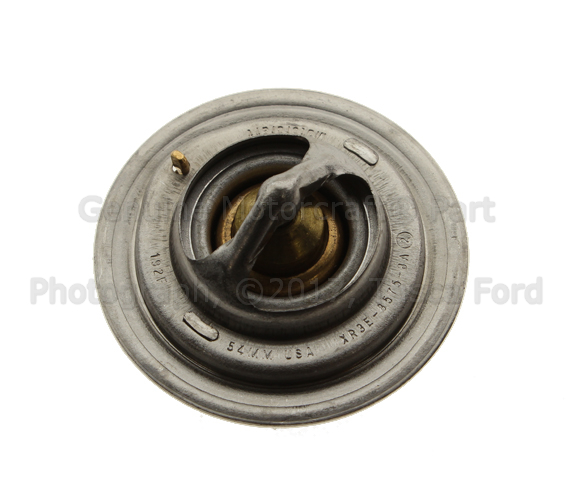 XR3Z8575BA - Cooling System: Thermostat for Ford: Bronco, Country Squire, E-150 Econoline, E-150 Econoline Club Wagon, E-250 Econoline, E-250 Econoline Club Wagon, E-350 Econoline, E-350 Econoline Club Wagon, Econoline Super Duty, Explorer, F-150, F-250, F-250 HD, F-350, Freestar, LTD, LTD Crown Victoria, Mustang, Thunderbird, Windstar | Lincoln: Mark VII | Mercury: Colony Park, Cougar, Grand Marquis, Monterey, Mountaineer Image