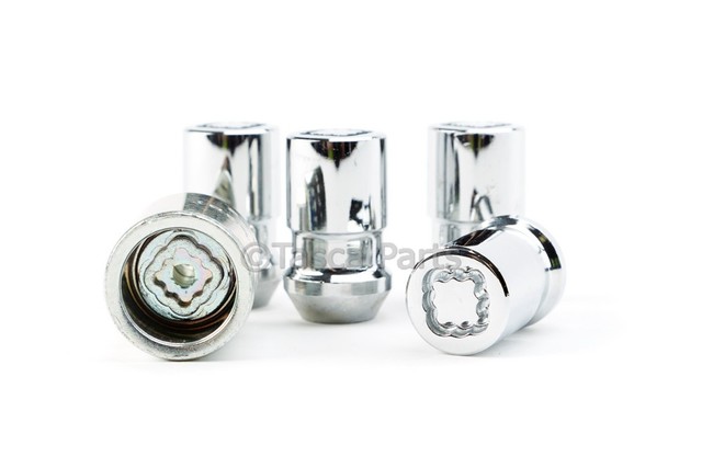 85640458 - Wheels: Wheel Lock Kit - Chrome, M12 X 1.5 X 37.1 for Buick: Encore, Encore GX, Envision, Envista, LaCrosse, Lucerne, Regal Sportback, Regal TourX, Verano | Cadillac: ATS, CT4, CT5 | Chevrolet: Bolt EUV, Bolt EV, Cobalt, Corvette, Cruze, Equinox, HHR, Impala, Malibu, Sonic, Spark, Spark EV, Trailblazer, Trax, Volt | GMC: Canyon, Terrain | Oldsmobile: 98 Image