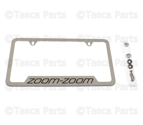 83Z12 - Exterior: License Plate Frame, With Zoom-Zoom Logo for Mazda: 2, 3, 5, 6, CX-3, CX-5, CX-7, CX-9, MPV, MX-5 Miata, RX-8, Tribute Image