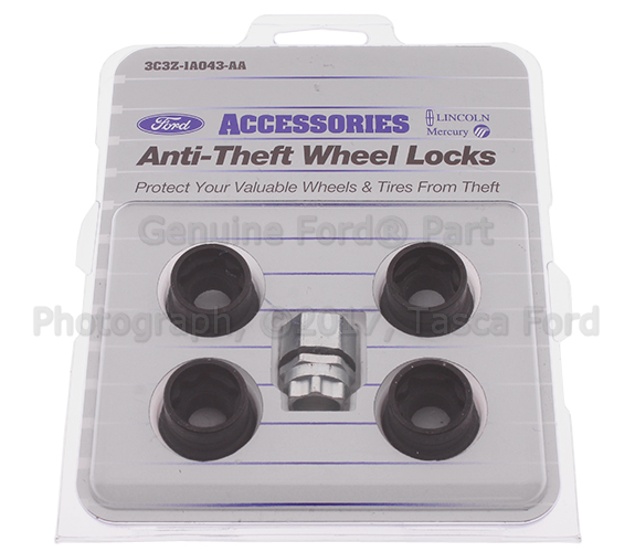 3C3Z1A043AA - Wheels: Wheel Locks - Zinc-Plated For Hidden Lugs for Ford: E-350 Super Duty, E-450 Super Duty, Excursion, F-250 Super Duty, F-350 Super Duty, F-450 Super Duty, F-550 Super Duty Image