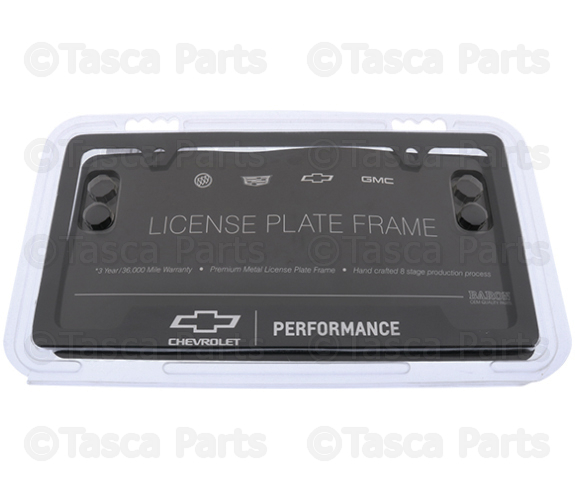 19330393 - Exterior: License Plate Frame, Performance, Black for Cadillac: Escalade, Escalade ESV | Chevrolet: Blazer, Blazer EV, Camaro, Colorado, Corvette, Cruze, Cruze Limited, Equinox, Equinox EV, Express 1500, Express 2500, Express 3500, Express 4500, Impala, Malibu, Silverado 1500, Silverado 1500 LD, Silverado 1500 LTD, Silverado 2500 HD, Silverado 3500 HD, Silverado EV, Sonic, Spark, Spark EV, SS, Suburban, Suburban 1500, Suburban 3500 HD, Tahoe, Trailblazer, Traverse, Trax, Volt | GMC: Savana 3500 Image