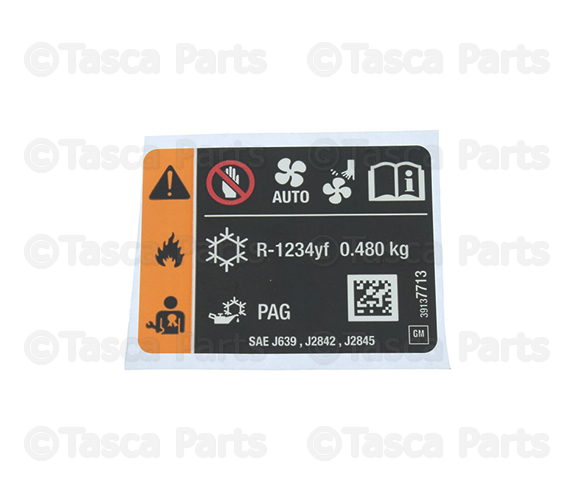 39137713 - : Air Conditioning Refrigerant and Fan Blade Warning Label for GM Image