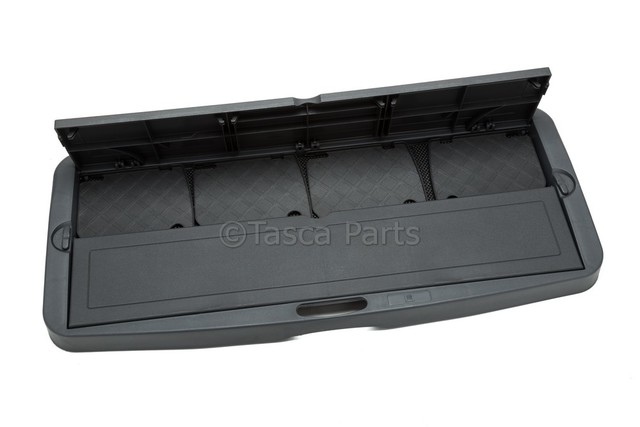 12498559 - Interior: Cargo Organizer - Gray With Gm Logo for Buick: Enclave, LaCrosse, Regal | Cadillac: CT6, CTS, Escalade, SRX, STS, XLR | Chevrolet: Cruze, Cruze Limited, Express 1500, Express 2500, Express 3500, Express 4500, Impala, Malibu, Malibu Limited, SS, Suburban 1500, Suburban 2500, Tahoe, Traverse, Volt | GMC: Acadia, Savana 1500, Savana 2500, Savana 3500, Savana 4500, Terrain, Yukon Image