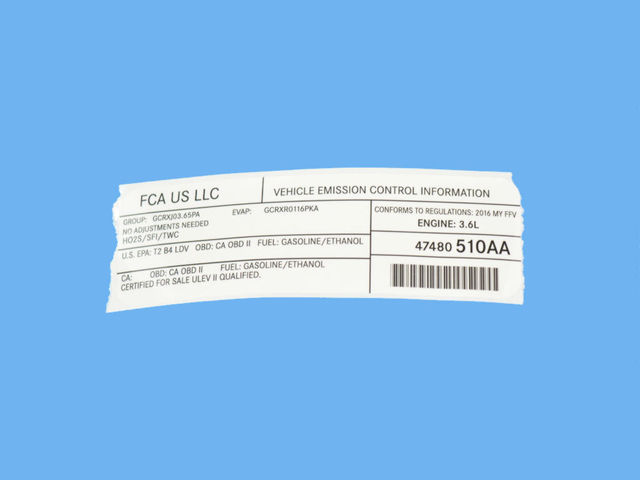 47480510AA - Labels: Vehicle Emission Control Information Label for Mopar Image