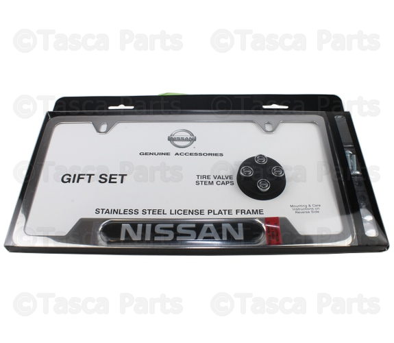 999MBSX001 - Exterior: License Plate Frame &amp; Valve Stem Caps for Nissan: 200SX, 240SX, 300ZX, 350Z, 370Z, Altima, Armada, Axxess, Cube, Frontier, GT-R, Juke, Kicks, LEAF, Maxima, Murano, NV1500, NV200, NV2500, NV3500, NX, Pathfinder, Pickup, Pulsar NX, Qashqai, Quest, Rogue, Rogue Sport, Sentra, Stanza, TITAN, TITAN XD, Versa, Versa Note, Xterra Image