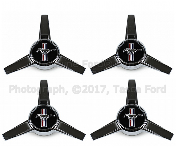 5R3Z1130AA - Suspension: Pony Spinner Style Cap w/ Pony Logo, 4pc kit for Ford: Mustang Image