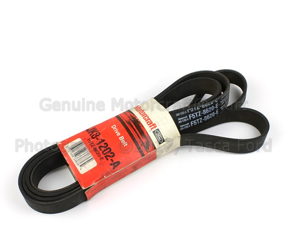 F5TZ8620E - Cooling System: Serpentine Belt for Ford: E-350 Club Wagon, E-350 Econoline, E-350 Econoline Club Wagon, E-350 Super Duty, E-450 Econoline Super Duty, E-450 Super Duty, Econoline Super Duty, F-250, F-250 HD, F-350, F-Super Duty Image
