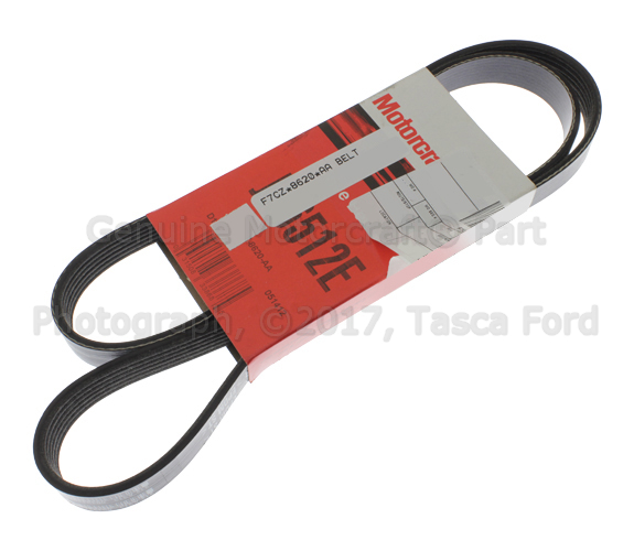 F7CZ8620AA - Cooling System: Accessory Drive Belt for Ford: Aerostar, E-250 Econoline Club Wagon, E-350 Econoline, E-350 Econoline Club Wagon, Econoline Super Duty, Escort, F-250, F-350, F-Super Duty, LTD | Lincoln: Continental, Town Car | Mercury: Grand Marquis, Tracer Image