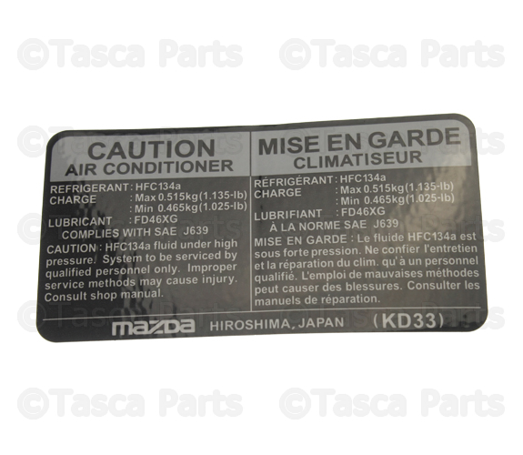 ああああページ 2013-2020 Mazda AC Label KD33-61-439 | TascaParts.com