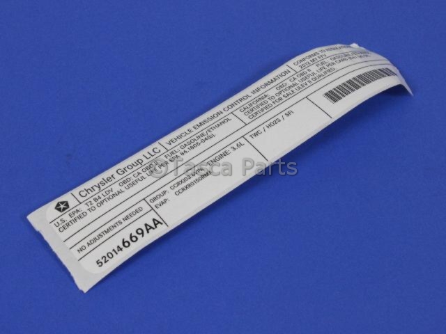 52014669AA - Labels: Veci Label Label for Mopar Image