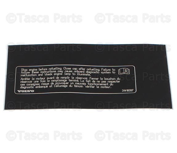 31416097 - Body: Info Label for Volvo: C30, C70, S40, S60, S60 Cross Country, S80, V50, V70, XC70, XC90 Image