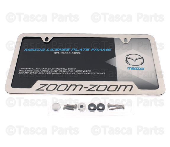 83Z03 - Exterior: License Plate Frame, With Zoom-Zoom Logo for Mazda: 2, 3, 5, 6, CX-3, CX-5, CX-7, CX-9, MPV, MX-5 Miata, RX-8, Tribute Image