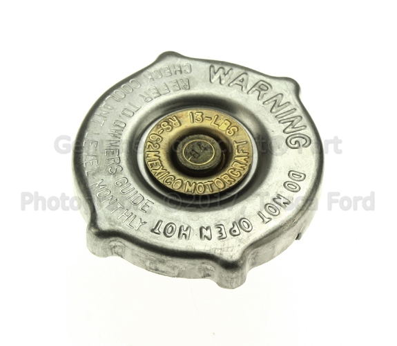 E5TZ8100A - Cooling System: Radiator Cap for Ford: Aerostar, Bronco, Bronco II, E-150, E-150 Club Wagon, E-150 Econoline, E-150 Econoline Club Wagon, E-250, E-250 Econoline, E-250 Econoline Club Wagon, E-350 Club Wagon, E-350 Econoline, E-350 Econoline Club Wagon, E-350 Super Duty, E-450 Econoline Super Duty, E-450 Super Duty, Econoline Super Duty, Explorer, F-150, F-250, F-250 HD, F-350, F-Super Duty, LTD, Mustang, Ranger | Lincoln: Continental, Mark VII, Town Car | Mercury: Capri, Cougar, Marquis, Mountaineer Image