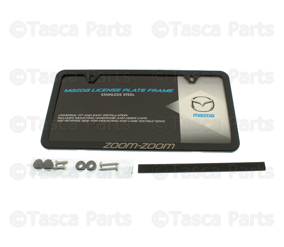 83Z62 - Exterior: License Plate Frame, Stainless Steel Slimline for Mazda: 2, 3, 5, 6, CX-3, CX-5, CX-7, CX-9, MX-5 Miata Image