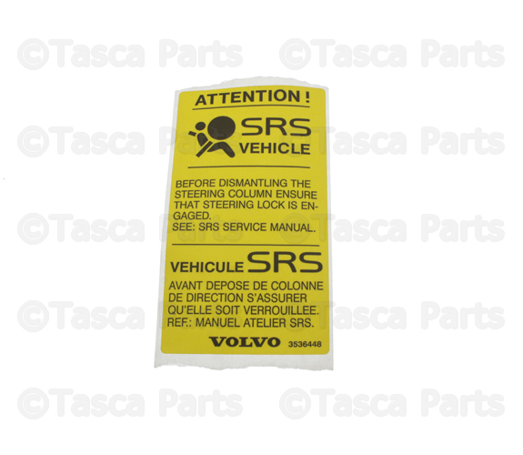 3536448 - Body: Air Bag Label for Volvo: C30, C70, S40, S60, S70, S80, V50, V70, XC70, XC90 Image