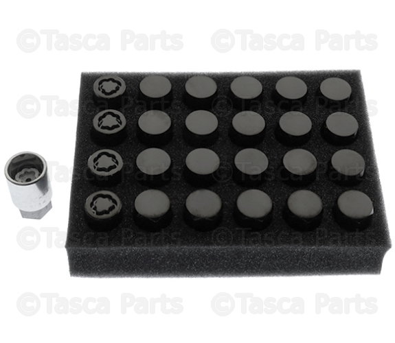 85105299 - Wheels: Wheel Locks And Lug Nuts Kit - Black for Buick: Enclave | Cadillac: Escalade, Escalade ESV, XT5, XT6 | Chevrolet: Blazer, Colorado, Silverado 1500, Silverado 1500 LD, Silverado 1500 LTD, Suburban, Suburban 3500 HD, Tahoe, Traverse | GMC: Acadia, Canyon, Sierra 1500, Sierra 1500 Limited, Yukon, Yukon XL Image