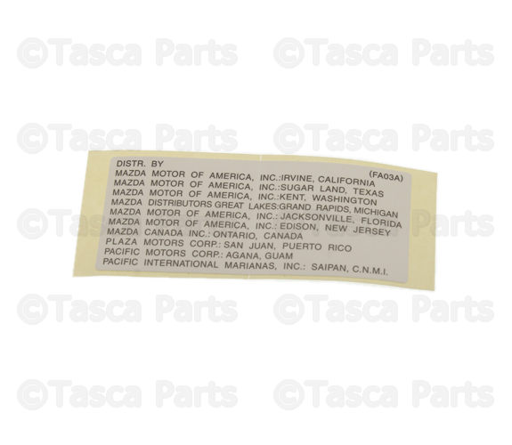 FA0369C72A - Body: Battery Label for Mazda: 323, 929, Miata, Millenia, MPV, Protege, Protege5, RX-7 Image