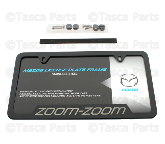 83Z22 - Exterior: License Plate Frame - Zoom-Zoom Logo - Black for Mazda: 2, 3, 5, 6, CX-3, CX-5, CX-7, CX-9, MPV, MX-5 Miata, RX-8, Tribute Image