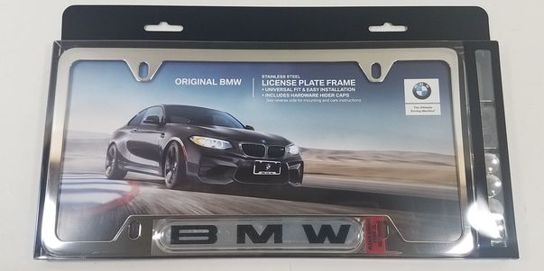 82120010395 - Exterior: License Plate Frame, Stainless Steel with "BMW" for BMW Image