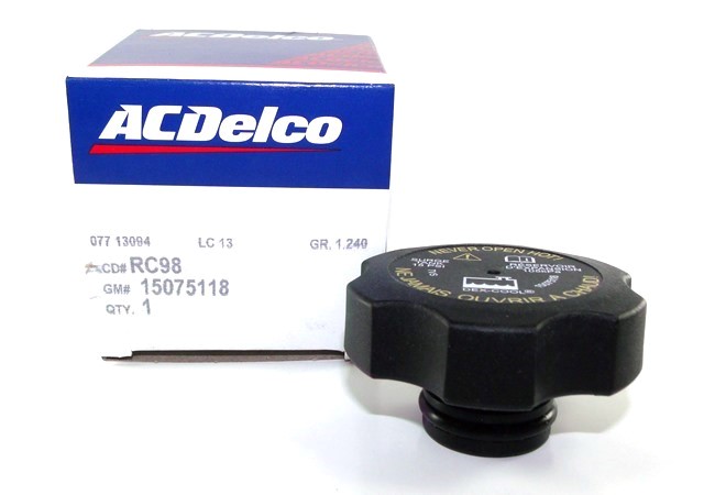15075118 - : Part# 15075118 15 P.S.I. Radiator Surge Tank Cap for Buick: Enclave | Cadillac: CTS, Escalade, Escalade ESV, Escalade EXT, SRX, STS | Chevrolet: Avalanche, Avalanche 1500, Avalanche 2500, Captiva Sport, Cavalier, Classic, Cobalt, Equinox, Express 2500, Express 3500, Express 4500, Malibu, Silverado 1500, Silverado 1500 Classic, Silverado 1500 HD, Silverado 1500 HD Classic, Silverado 2500, Silverado 2500 HD, Silverado 2500 HD Classic, Silverado 3500, Silverado 3500 Classic, Silverado 3500 HD, SSR, Suburban 1500, Suburban 2500, Suburban C1500, Suburban C2500, Tahoe, Traverse | GMC: Acadia, Acadia Limited, Savana 2500, Savana 3500, Savana 4500, Sierra 1500, Sierra 1500 Classic, Sierra 1500 HD, Sierra 1500 HD Classic, Sierra 2500, Sierra 2500 HD, Sierra 2500 HD Classic, Sierra 3500, Sierra 3500 Classic, Sierra 3500 HD, Suburban C1500, Suburban C2500, Terrain, Yukon, Yukon XL 1500, Yukon XL 2500 | Hummer: H2 | Oldsmobile: Alero, Cutlass, Intrigue | Pontiac: G5, G6, Grand Am, Solstice, Sunfire, Torrent | Saturn: Aura, Ion, Sky, Vue Image
