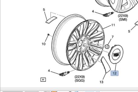 23432319 - : Part# 23432319 Front and Rear Wheel Trim Cap for Cadillac: Escalade, Escalade ESV Image