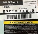 27090C951B - : A/C System Information Label for Nissan Image