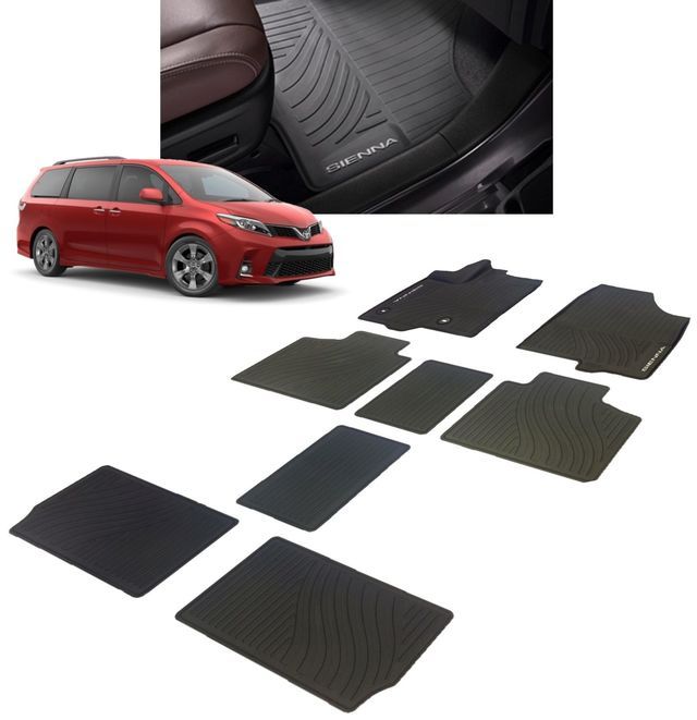 PT9080817002 - Interior: ALL-WEATHER FLOOR MATS - Toyota Sienna, Eight (8) Piece Set, Toyota Genuine Accessory - OEM / New for Toyota: Sienna Image