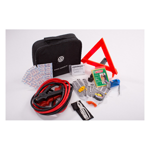 93059AH - Interior: VW Roadside Assistance Kit - Black for Volkswagen: Arteon, Atlas, Beetle, CC, e-Golf, Eos, Golf, Golf Alltrack, Golf SportWagen, GTI, Jetta, Passat, Taos, Tiguan, Tiguan Limited, Touareg Image