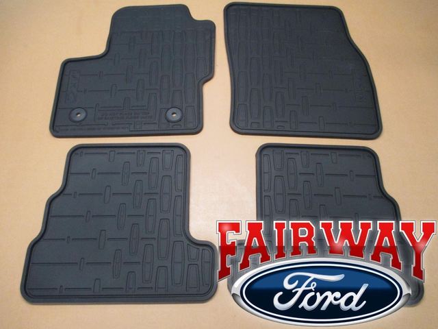 EJ7Z7813300CB - Interior: 2015 thru 2017 Lincoln MKC OEM Factory Black Rubber All Weather Floor Mat Set 4-pc for Lincoln: MKC Image