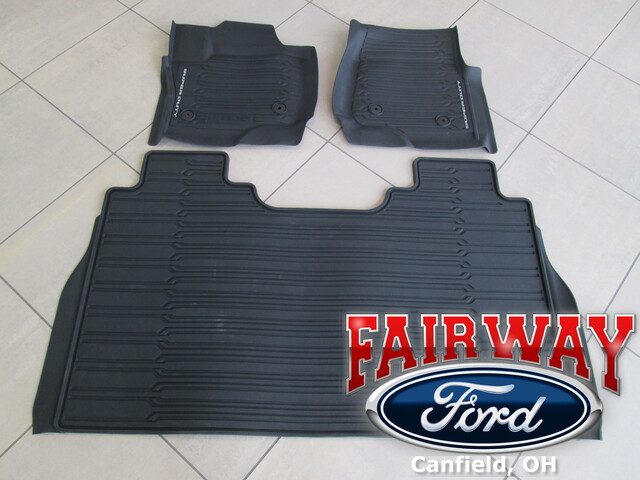 PC3Z2613300CA - Interior: Super Duty OEM Ford Floor Mat Set 3pc Extended/Crew w/VINYL w/o STORAGE for Ford: E-350 Super Duty, E-450 Super Duty, F-250 Super Duty, F-350 Super Duty, F-450 Super Duty, F-550 Super Duty Image