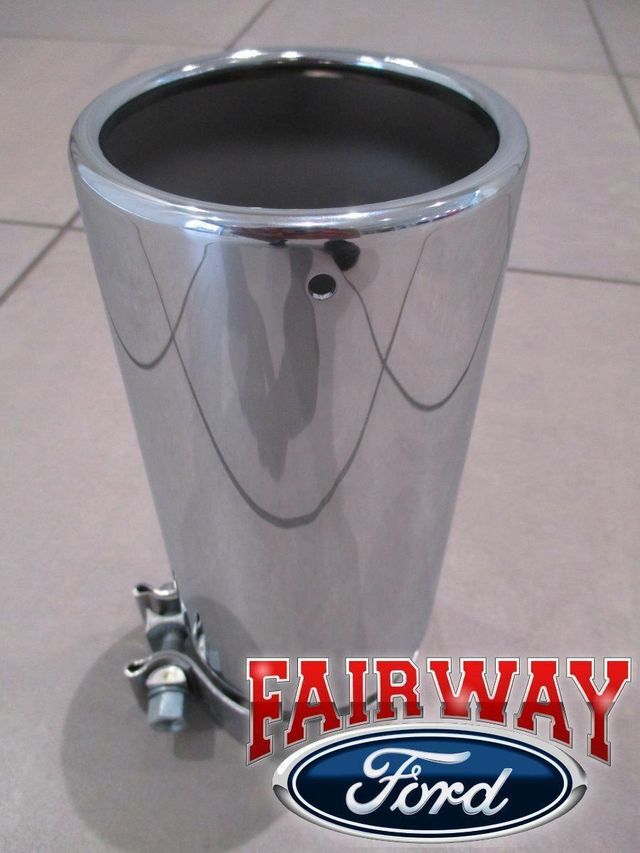 HC3Z5K238A - Exterior: 17 thru 20 Super Duty F-250 F-350 OEM Ford Chrome Exhaust Tip - GAS ENGINES for Ford: E-350 Super Duty, E-450 Super Duty, F-250 Super Duty, F-350 Super Duty, F-450 Super Duty, F-550 Super Duty Image