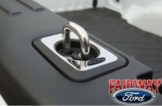 VAC3Z99000A64B - Exterior: OEM Genuine Ford Stainless Steel Bed Hooks Tie Downs Bed Hooks, Stainless Steel for Ford: E-350 Super Duty, E-450 Super Duty, F-150, F-250 Super Duty, F-350 Super Duty, F-450 Super Duty, F-550 Super Duty, Ranger Image