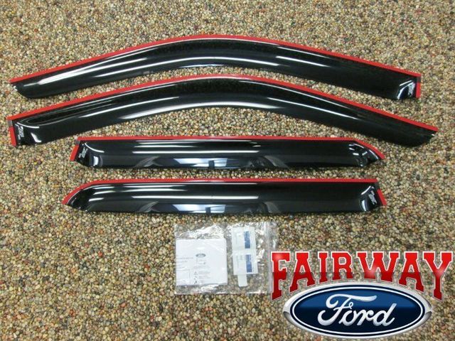 VGL3Z18246E - Exterior: 2009 thru 2014 F150 Crew Cab OEM Genuine Ford Smoke Side Window Deflector Kit 4-pc for Ford: F-150, F-150 Heritage Image