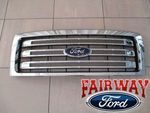 DL3Z8200FA - : 13 &amp; 14 F-150 OEM Ford Chrome Grille Beige Mesh Insert w/ Emblem King Ranch for Ford Image