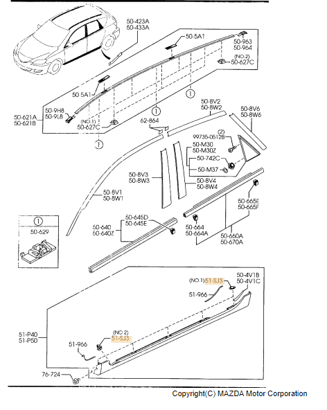 G18K-51-SJ3 - Rocker Molding Retainer Clip - 2001-2020 Mazda