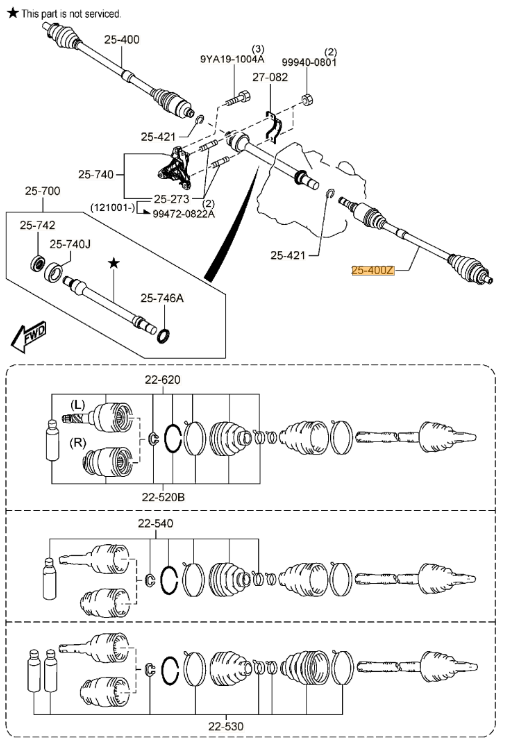 FTA3-25-60X - Axle Assembly LH - 2012 2013 Mazda 3 | Mazda