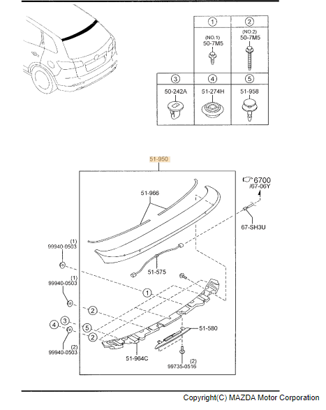 くまページ TD11-51-960K-12 - Rear Spoiler - ‚ÄãStormy blue - 35J - 2007-2015