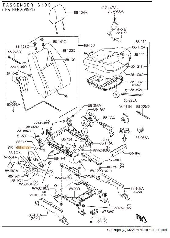 EG23-88-158 - Power Seat Switch - 2007-2015 Mazda | Mazda Parts Factor