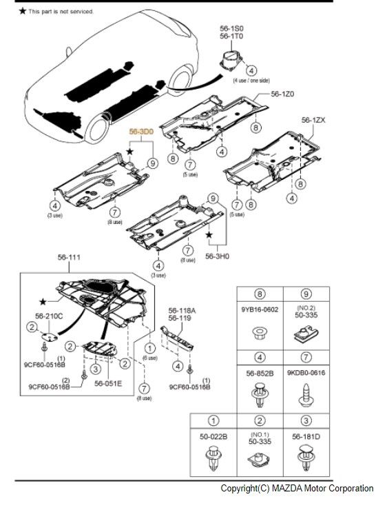 Ben様　オーダーページ KB7W-56-3D0C - Under Cover | Mazda Parts Factor